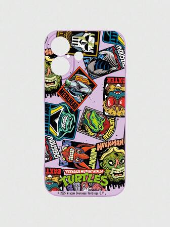TEENAGE MUTANT NINJA TURTLES X ROMWE 1 pieza Funda de teléfono con diseño de tortuga, color morado, compatible con iPhone 11 12 13 14 15 Pro Max 16