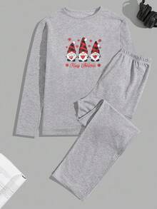 Set di abbigliamento da casa a maniche lunghe con stampa natalizia, regalo di Natale per il fidanzato