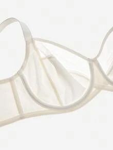 LUVLETTE Áo ngực không lót, che phủ toàn bộ, hỗ trợ bên hông, lưới trắng, mỏng nhẹ, thoải mái, thoáng mát, giảm thiểu kích thước - Màu be - Xem 8