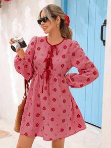 Vivid Eden Women's Casual Plaid Floral Embroidery Mini Dress For Vacation