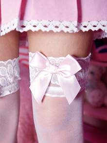 ROMWE Grunge Punk 1 par de medias por encima de la rodilla de estrella de rock oscura - Blanco - Ver 3