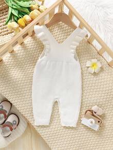 SHEIN Baby Mädchen Lässiger, stylischer, süßer rosa Jumpsuit mit floraler Stickerei, weich & bequem, geeignet für Alltag, Outdoor, Reisen, Urlaub, Zuhause, Kinderbetreuung, Herbst/Winter, Weihnachten, Schule, Party, vielseitig einsetzbar