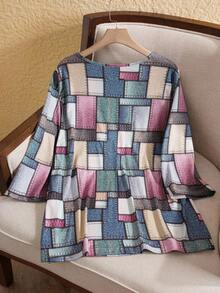 EMERY ROSE 大码拼色圆领休闲长袖 T 恤 - 彩色 - 查看 2