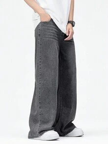 SHEIN Mirajuku 休闲复古水洗宽松直筒牛仔裤，适合青少年男孩，四季皆宜，秋冬季百搭。