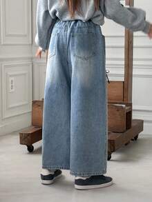 DAZY Tween Girl Bow Print Denim Jeans Fall, Winter