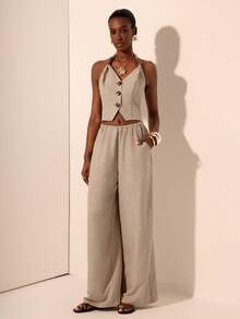 Zivah 女士日常两件套服装 - 卡其色 - 查看 5