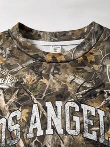 青少年男童休闲日常舒适数字印花图案宽松圆领长袖针织T恤 - 彩色 - 查看 3