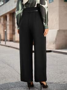 Lunelith SHEIN Lunessa Pantalones de vestir de mujer con cintura alta y cinturón