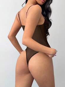 Aloruh 女士性感优雅蕾丝拼布文胸 - 棕色 - 查看 2