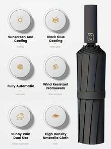 Automatischer extra großer winddichter wasserdichter Regenschirm mit Allwetterschutz, verstärkter faltbarer Sonnenschirm mit UV-Schutz, langanhaltend und kompakt mit Eisenstreben - perfekt für Geschäftsreisen, Regen- und Sonnentage für Männer, Frauen und Studenten, geeignet für Reisen - Verschiedenfarbig - Übersicht 12