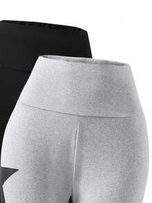 Set de 2 piezas Conjunto de moda para adolescentes con top de manga larga ajustado + pantalones de manga larga acampanados, adecuado para primavera/otoño - Multicolor - Ver 3