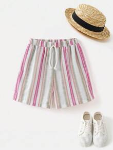 Joliand Joliand 1pc Tween Boys Stylish Urban Colorful Stripe Shorts, Suitable For Daily Wear, Gatherings, Outings, Beaches, Summer - Multicolor - View 1
