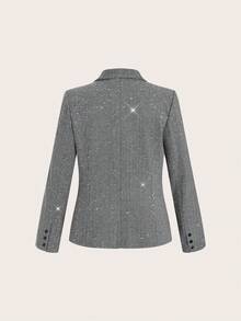 Gownix Plus Size Women's Elegant Tweed Beaded Pocket Suit, Suitable For Parties, Events, And Work Commute, Autumn/Winter Rave Party - Dark Grey - View 8