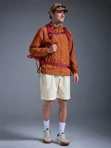 DRIFTMERE 夏季新款纯色男士户外运动夹克，长袖防晒跑步健身外套，适合冬季、春夏户外穿着 - 橘色 - 查看 4