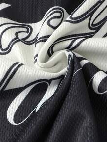 ROMWE MEN Prep 男士长袖半开襟休闲百搭条纹 Polo 衫，秋季 - 黑色 - 查看 4