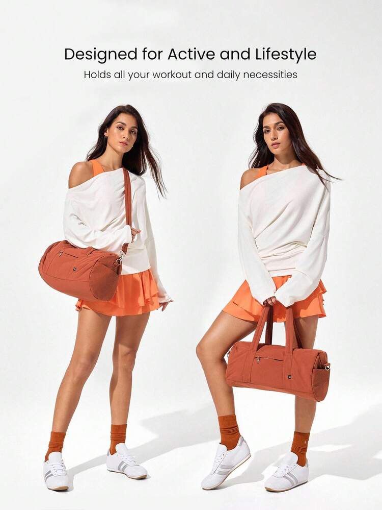 Bolsa de lona con cremallera de gran capacidad de 16L, con correas duales para transporte, ideal para uso diario y actividades casuales