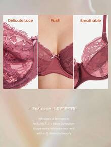 LUVLETTE 女士全覆盖内衣休闲曲线支撑透气钢圈性感无衬里白色迷你蕾丝优雅文胸新娘内衣