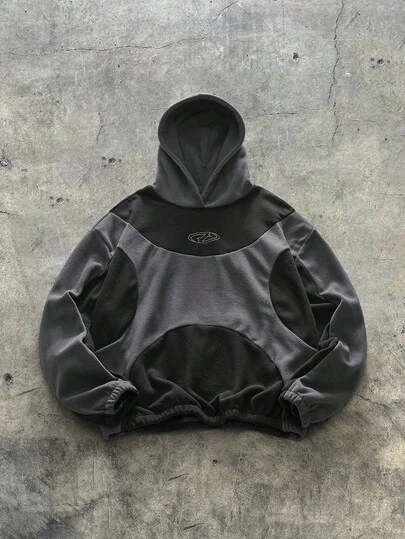 AXEPEAK 男士休闲蓬松运动风格拼接长袖连帽衫，秋冬