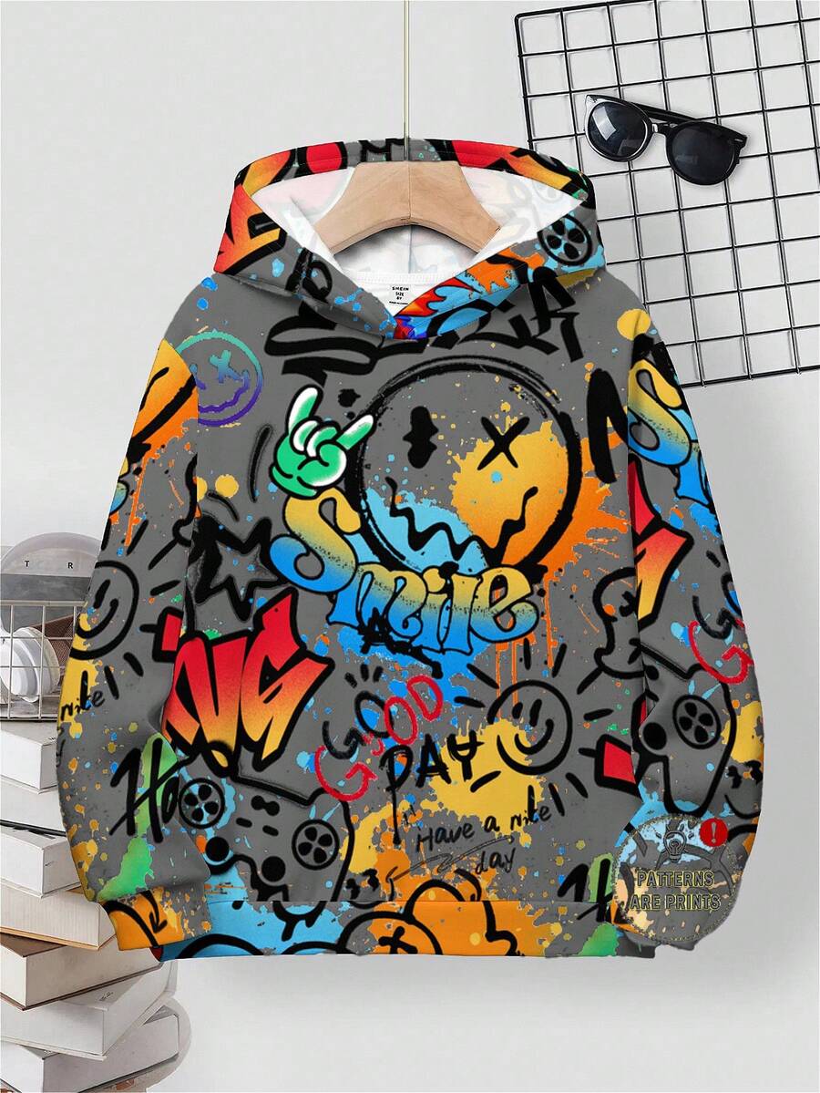 Tween Boy Casual Loose Comfortable Long Sleeve Sweatshirt, Suitable For Autumn/Winter Fall - Multicolor - View 1