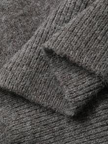 Dazy Plus Plus Size Women's Solid Color Round Neck Button Up Loose Long Sleeve Cardigan Sweater, Autumn/Winter