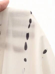 Dazy Plus 不对称印花条纹宽松衬衫和裤子睡衣套装，大码女士休闲家居服，秋季服装 - 白色 - 查看 7