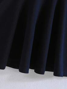 SHEIN Baby Girl Contrast Trim Half Button Sleeveless Dress For Summer - Royal Blue - View 6