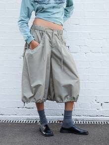 COUREZ 低腰气球降落伞裤/Y2K春装裤 - 綠色 - 查看 2