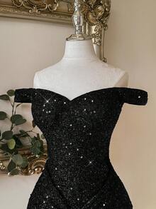 Lovelzi Fashionable, Sexy, Avant-Garde, Mini, Mesh, Shiny, Red, Sequin Fabric, Strapless, Knotted, Off Shoulder, Super Short Dress, Suitable For Nightclub, Party, Vacation, Cocktail Party