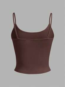 SHEIN EZwear 4pcs Women's Black, Brown, Khaki, Apricot Tight Fitted Cropped Casual Tank Tops, Suitable For Summer - Multicolor - View 10