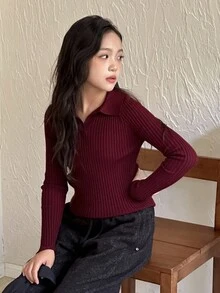 DAZY Jersey de cuello alto ajustado para niña preadolescente, para otoño/invierno