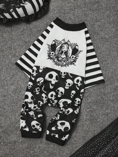 Corpse Bride X SHEIN 1pc Cartoon Graphic Pet Jumpsuit, Loungewear, Sleepwear, Cat/Dog Outfit, Size XXS-XXXXL, Gothic, Love, Victorian Era, Goth