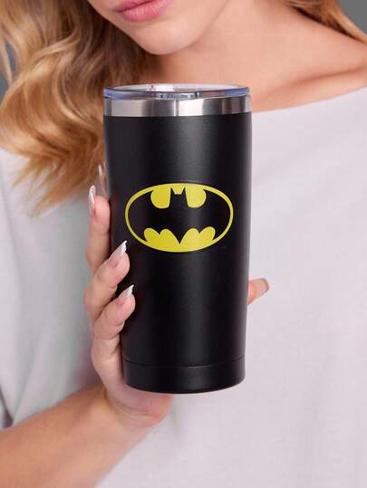 BATMAN X SHEIN Taza de doble capa de acero inoxidable al vacío de 20 Oz / 600 ml, adecuada para bebidas frías/calientes, termo de viaje apto para coche/hogar/oficina/fiesta/camping