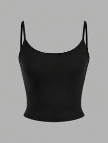 SHEIN EZwear 4pcs Women's Black, Brown, Khaki, Apricot Tight Fitted Cropped Casual Tank Tops, Suitable For Summer - Multicolor - View 11