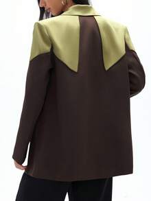 GENKIRA 女式现代设计拼色翻领拼布解构休闲长袖西装外套 - 彩色 - 查看 2