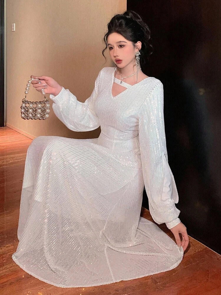 Women's Elegant Party Sequin Dress Maxi Dress