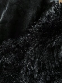 Elamini 女式黑色毛绒露背紧身迷你连衣裙，高端拼接毛茸茸下摆性感派对俱乐部连衣裙 - 黑色 - 查看 8