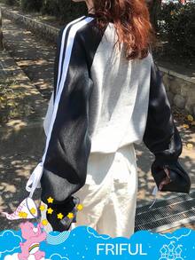 SHEIN X Care Bears FRIFUL 女式圆领休闲字母和卡通图案T恤长袖上衣