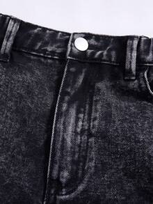 SHEIN Explorewe Jeans de pierna ancha y recta sueltos y casuales para niñas preadolescentes - Negro - Ver 4