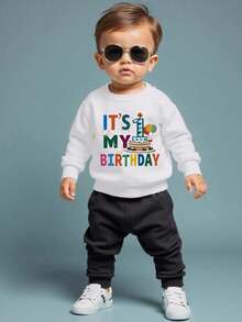 SHEIN 2pcs/Set Baby Boy Casual English Slogan & Birthday Graphic Crew Neck Sweatshirt And Pants Sports Trousers Outfit, Comfortable And Fashionable For Autumn/Winter, Suitable For Parties, Outdoor Picnics, Street Photography, Campus, Festivals, Gifts 18 Month Clothes Boy Birthday Boy Outfit First Birthday Shirt Boy 1st Birthday Outfit Boy Baby Boy 1st Birthday Clothes Baby Boy Streetwear Toddler Streetwear Fly Boy Shirts Fall - Multicolor - View 1