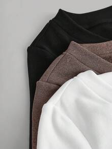 SHEIN EZwear 女式百搭彩色 V 领褶饰腰部保暖内衬长袖修身 T 恤，休闲百搭，冬季 - 彩色 - 查看 7