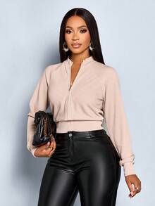 SOLERSUN 女士休闲性感优雅拉链外套，适合冬季返校季、感恩节等场合 - 卡其色 - 查看 5