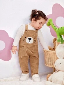 SHEIN Pelele de bebé recién nacido niña lindo y versátil con estampado de dibujos animados de pana, para otoño/invierno - Caqui - Ver 11