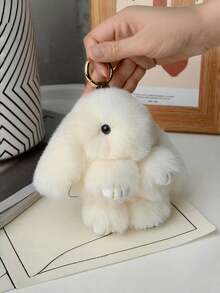 1 件装人造毛绒兔子钥匙扣毛绒动物包饰可爱女孩背包挂件卡哇伊装饰适用于钱包学校用品礼物