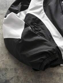 AXEPEAK 男士梭织休闲宽松长袖夹克，秋冬 - 黑與白 - 查看 4