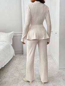 SHEIN 2 pièces Ensemble chemise et pantalon décontracté de maternité de couleur unie