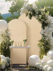 SHEIN 1 pièce Couvre-porte en arc beige unicolore - Couvre-arc décoratif de style moderne en polyester élastique en forme de U, lavable, convenant pour les festivals, les mariages et l'usage domestique