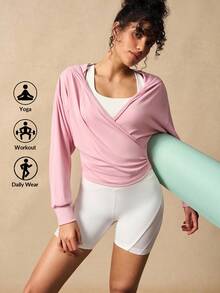 VARSIVA Pink Lace-Up Wrap Hooded Sports T-Shirt - Pink - View 10