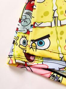 SpongeBob SquarePants | SHEIN 男士字母和卡通图案平角内裤，可爱内裤