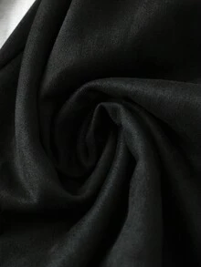 Franclia 女式优雅仿麂皮抽绳领长袖夹克，秋冬 - 黑色 - 查看 3