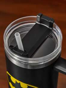 BATMAN X SHEIN 40oz Tumbler With Handle, Insulated Cup, Vacuum Insulated Water Bottle, Leak-Proof Lid And Straw, Stainless Steel Travel Mug, Car Mug - Black - View 5